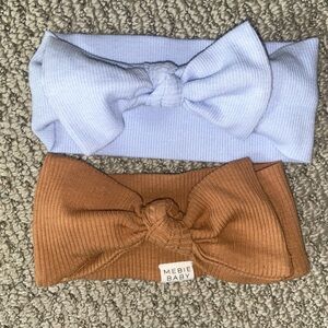 Set of 2 Mebie Baby Blue and Brown Knotted Headbands